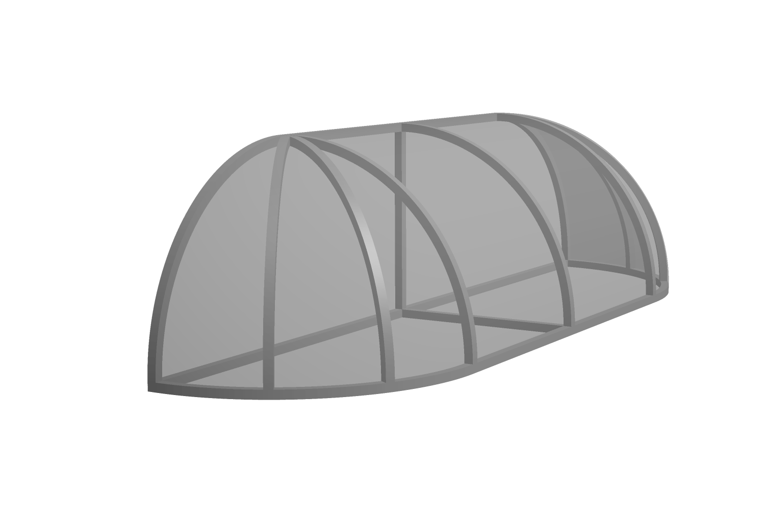 3D model of a elongated dome awning