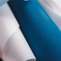 A set of blue and white mesh sheets 