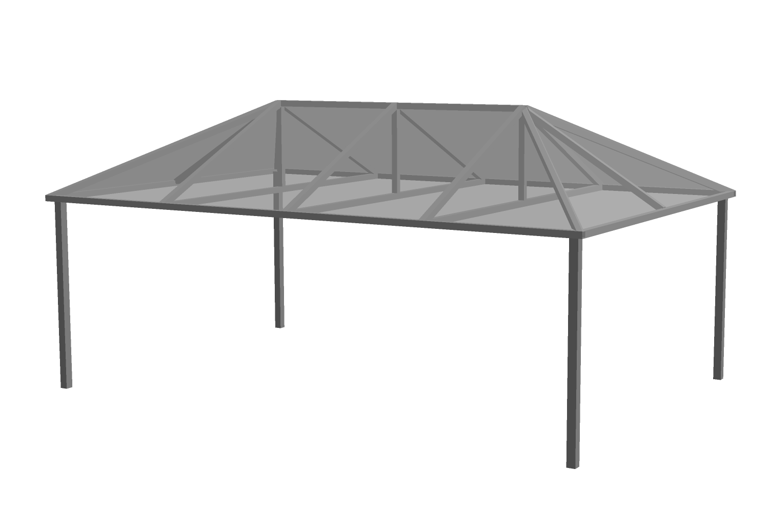 3D model of a hipped canopy awning