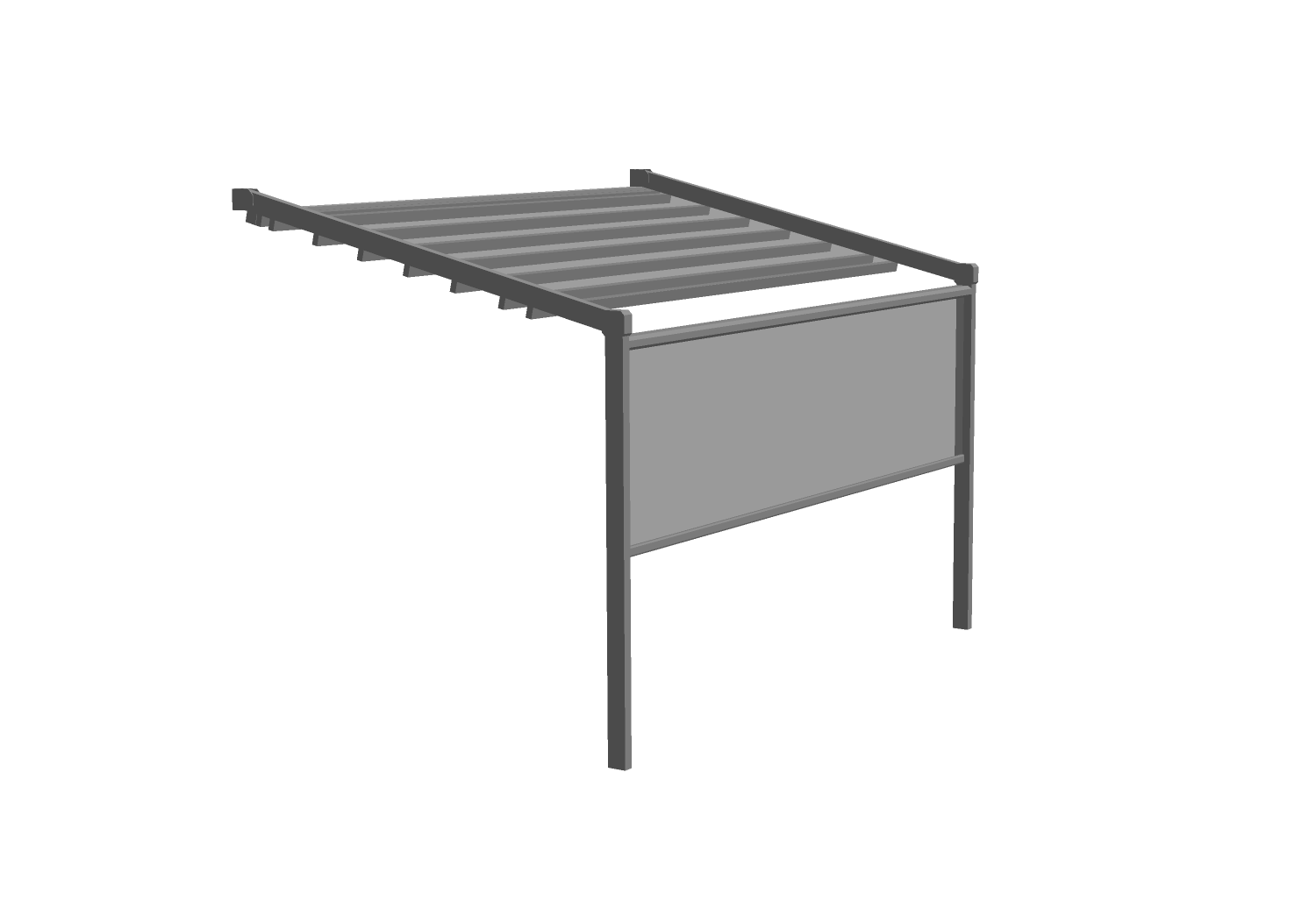 3D model of a retractable roof with drop shade awning