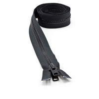 YKK Vislon #10 Separating Zipper Automatic Lock Short Double Pull Metal Slider #VFUVOL-107 DX E 48' Black (Standard Pack 25 Each 