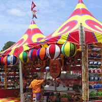 A colorful carnival tent
