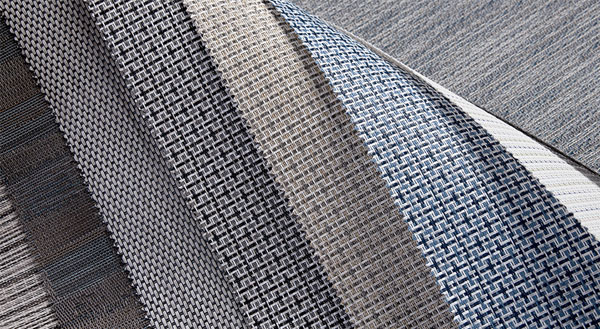Assorted mesh awning fabric in earthy shades