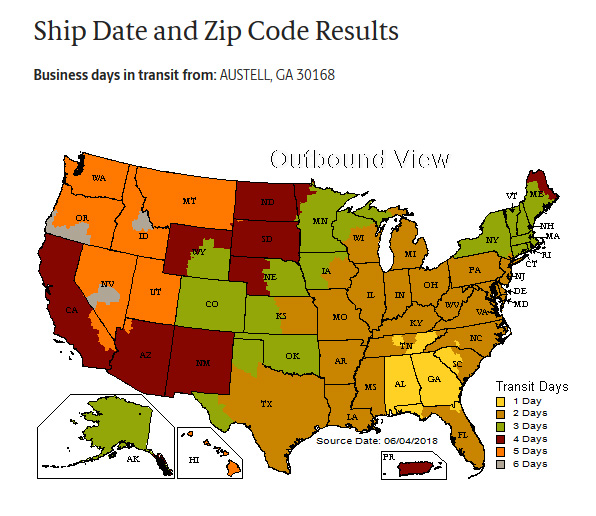 Ups Ground Shipping Zone Chart