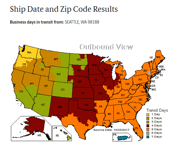 Ups Zip Code To Zip Code Chart